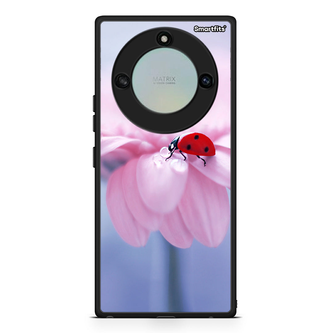 Honor X40 Ladybug Flower θήκη από τη Smartfits με σχέδιο στο πίσω μέρος και μαύρο περίβλημα | Smartphone case with colorful back and black bezels by Smartfits