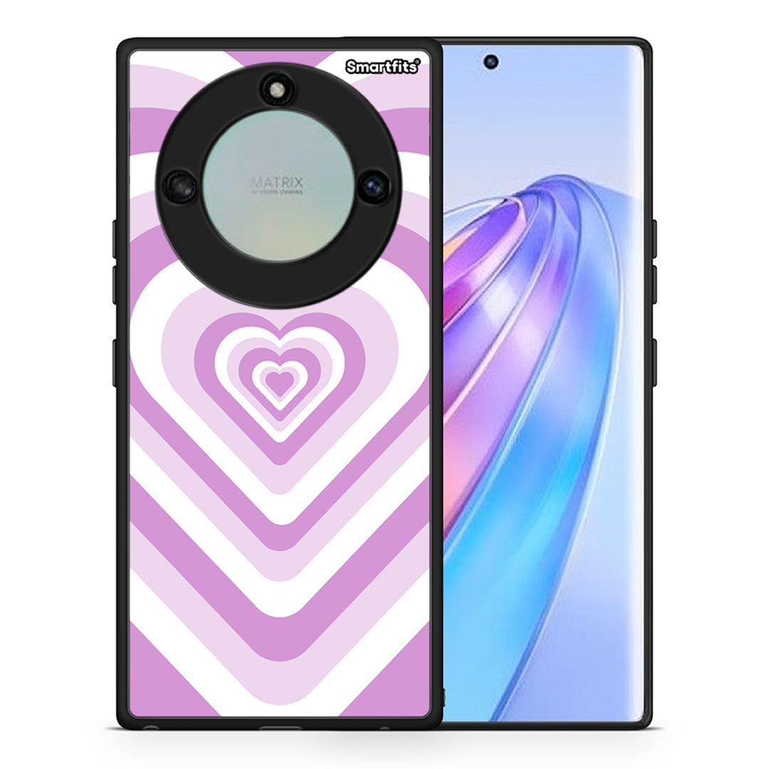 Θήκη Honor X40 Lilac Hearts από τη Smartfits με σχέδιο στο πίσω μέρος και μαύρο περίβλημα | Honor X40 Lilac Hearts case with colorful back and black bezels