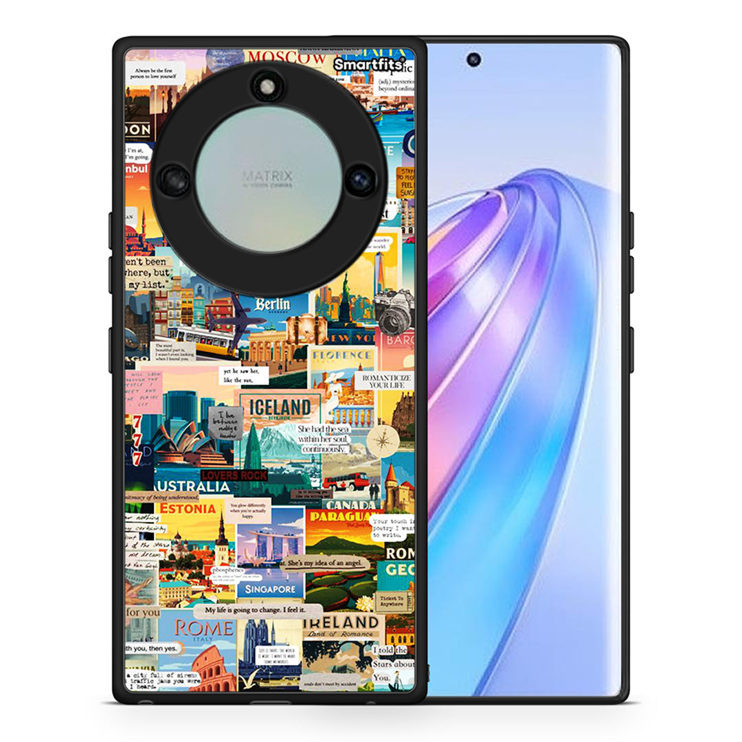 Θήκη Honor X40 Live To Travel από τη Smartfits με σχέδιο στο πίσω μέρος και μαύρο περίβλημα | Honor X40 Live To Travel case with colorful back and black bezels