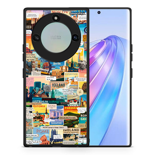 Θήκη Honor X40 Live To Travel από τη Smartfits με σχέδιο στο πίσω μέρος και μαύρο περίβλημα | Honor X40 Live To Travel case with colorful back and black bezels