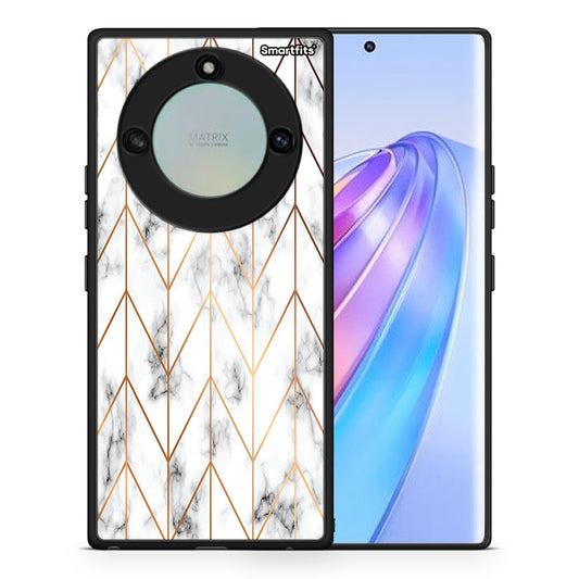 Θήκη Honor X40 Gold Geometric Marble από τη Smartfits με σχέδιο στο πίσω μέρος και μαύρο περίβλημα | Honor X40 Gold Geometric Marble case with colorful back and black bezels