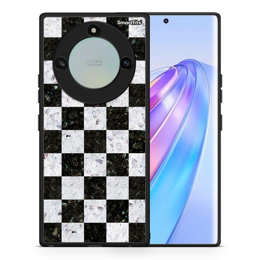 Θήκη Honor X40 Square Geometric Marble από τη Smartfits με σχέδιο στο πίσω μέρος και μαύρο περίβλημα | Honor X40 Square Geometric Marble case with colorful back and black bezels