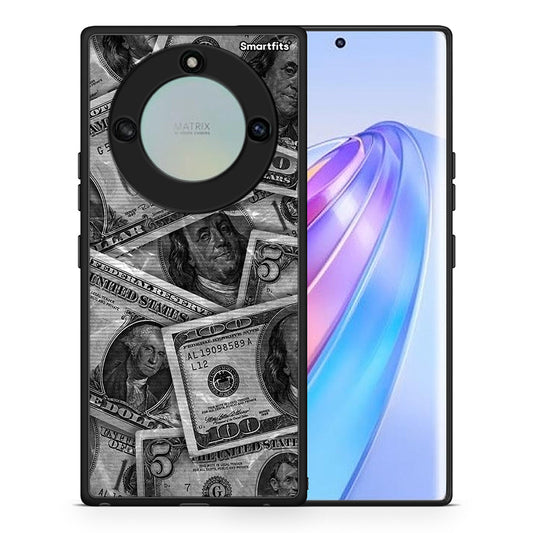 Θήκη Honor X40 Money Dollars από τη Smartfits με σχέδιο στο πίσω μέρος και μαύρο περίβλημα | Honor X40 Money Dollars case with colorful back and black bezels