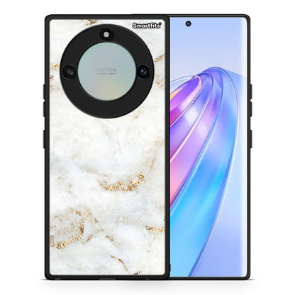Θήκη Honor X40 White Gold Marble από τη Smartfits με σχέδιο στο πίσω μέρος και μαύρο περίβλημα | Honor X40 White Gold Marble case with colorful back and black bezels