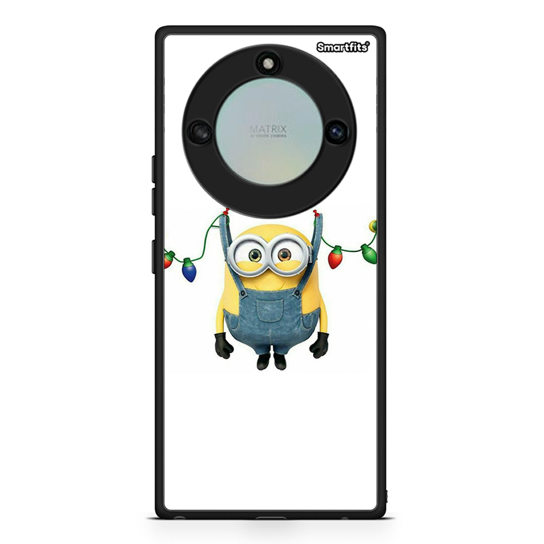 Honor X40 Xmas Minion Lights θήκη από τη Smartfits με σχέδιο στο πίσω μέρος και μαύρο περίβλημα | Smartphone case with colorful back and black bezels by Smartfits