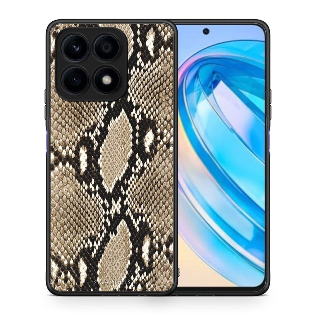 Θήκη Honor X8a Animal Fashion Snake από τη Smartfits με σχέδιο στο πίσω μέρος και μαύρο περίβλημα | Honor X8a Animal Fashion Snake Case with Colorful Back and Black Bezels