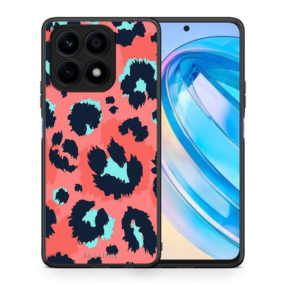 Θήκη Honor X8a Animal Pink Leopard από τη Smartfits με σχέδιο στο πίσω μέρος και μαύρο περίβλημα | Honor X8a Animal Pink Leopard Case with Colorful Back and Black Bezels