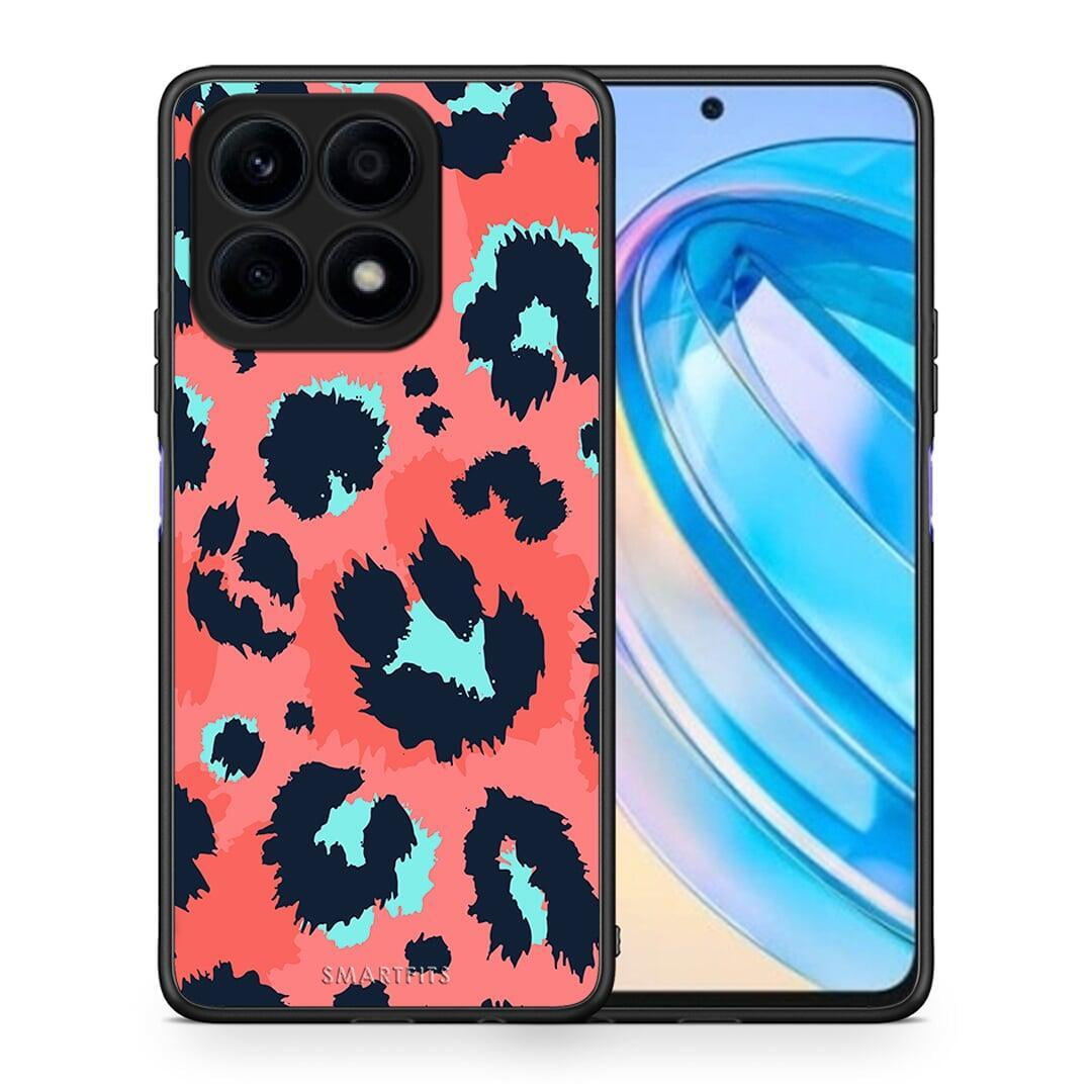 Θήκη Honor X8a Animal Pink Leopard από τη Smartfits με σχέδιο στο πίσω μέρος και μαύρο περίβλημα | Honor X8a Animal Pink Leopard Case with Colorful Back and Black Bezels