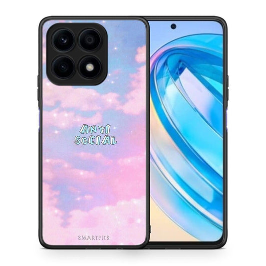 Θήκη Honor X8a Anti Social από τη Smartfits με σχέδιο στο πίσω μέρος και μαύρο περίβλημα | Honor X8a Anti Social Case with Colorful Back and Black Bezels