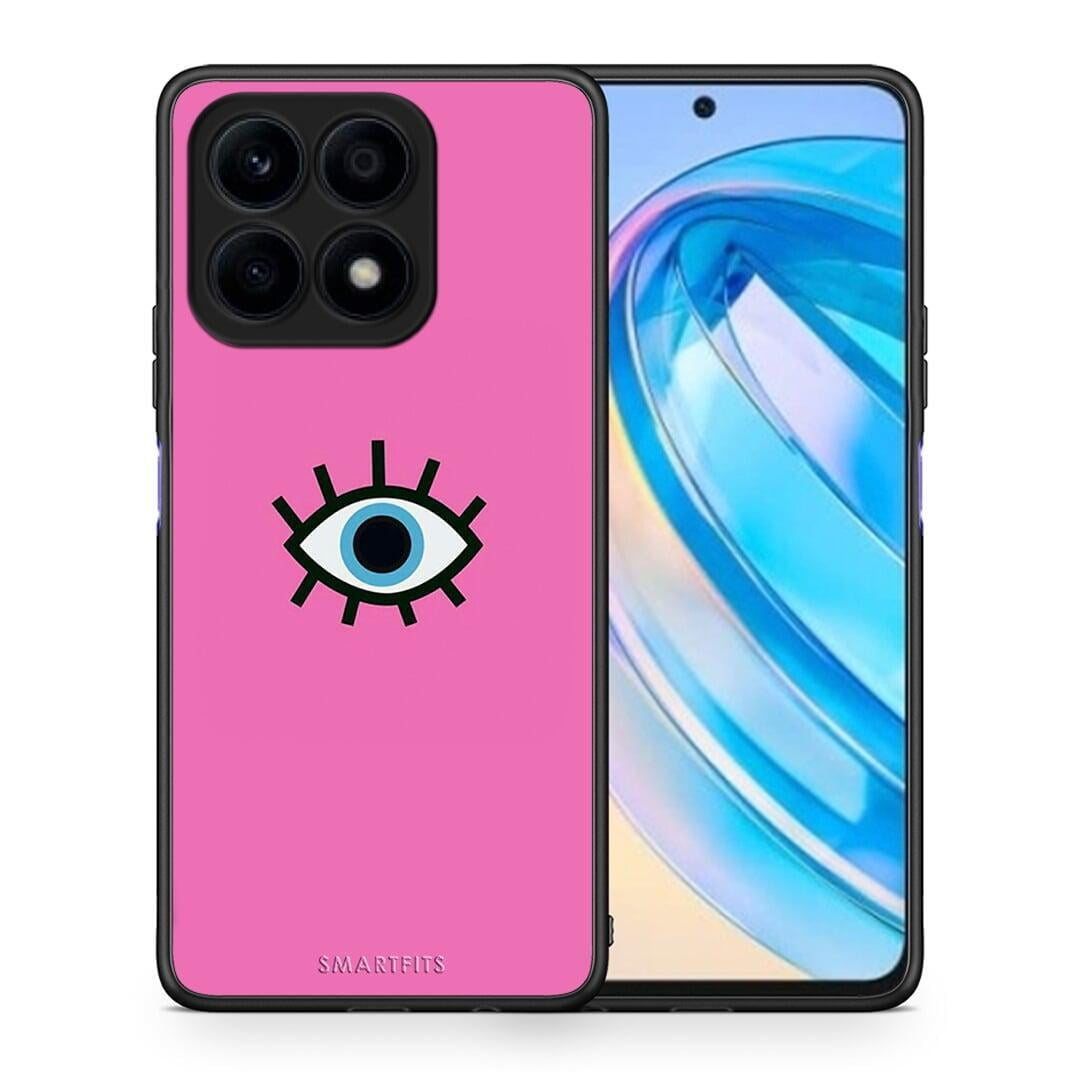 Θήκη Honor X8a Blue Eye Pink από τη Smartfits με σχέδιο στο πίσω μέρος και μαύρο περίβλημα | Honor X8a Blue Eye Pink Case with Colorful Back and Black Bezels