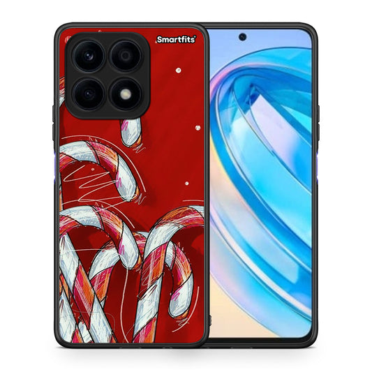 Θήκη Honor X8a Candy Cane από τη Smartfits με σχέδιο στο πίσω μέρος και μαύρο περίβλημα | Honor X8a Candy Cane Case with Colorful Back and Black Bezels