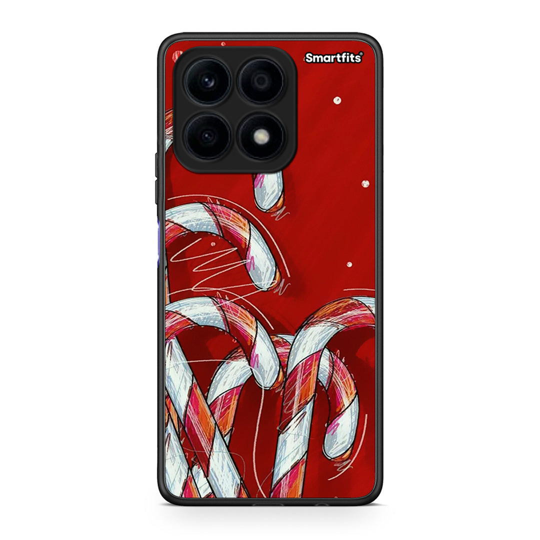 Θήκη Honor X8a Candy Cane από τη Smartfits με σχέδιο στο πίσω μέρος και μαύρο περίβλημα | Honor X8a Candy Cane Case with Colorful Back and Black Bezels