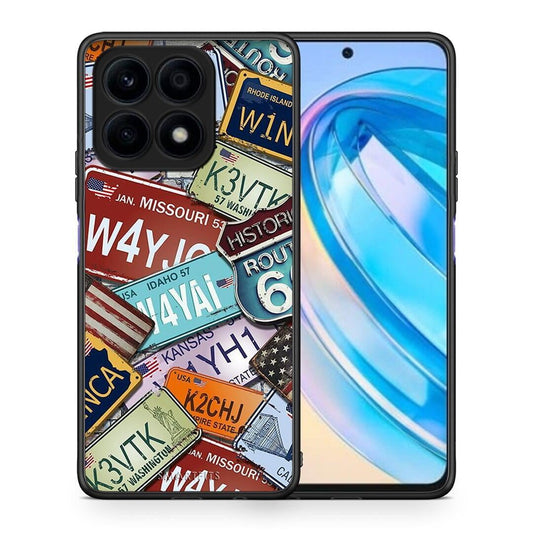 Θήκη Honor X8a Car Plates από τη Smartfits με σχέδιο στο πίσω μέρος και μαύρο περίβλημα | Honor X8a Car Plates Case with Colorful Back and Black Bezels