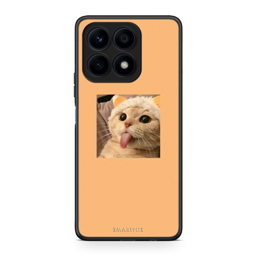 Θήκη Honor X8a Cat Tongue από τη Smartfits με σχέδιο στο πίσω μέρος και μαύρο περίβλημα | Honor X8a Cat Tongue Case with Colorful Back and Black Bezels