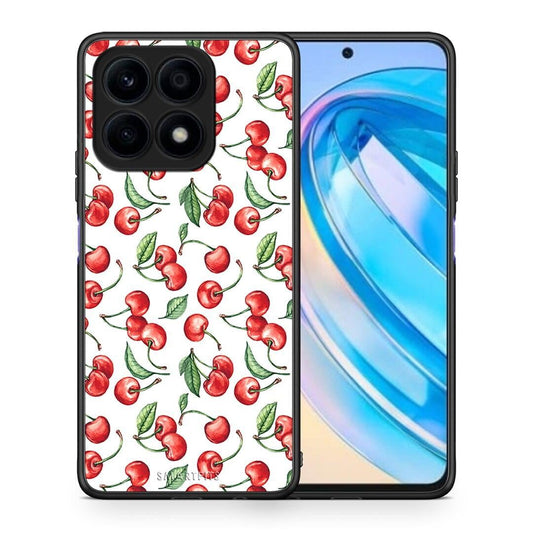 Θήκη Honor X8a Cherry Summer από τη Smartfits με σχέδιο στο πίσω μέρος και μαύρο περίβλημα | Honor X8a Cherry Summer Case with Colorful Back and Black Bezels