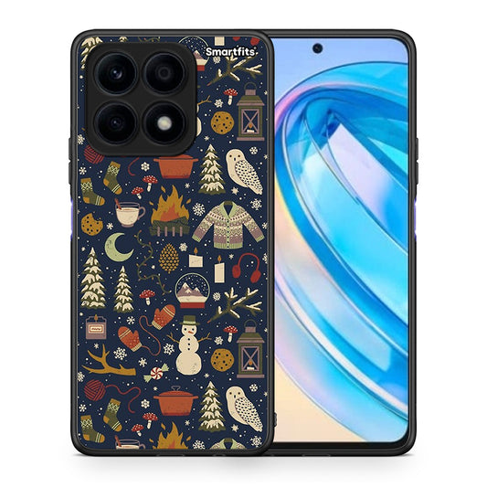 Θήκη Honor X8a Christmas Elements από τη Smartfits με σχέδιο στο πίσω μέρος και μαύρο περίβλημα | Honor X8a Christmas Elements Case with Colorful Back and Black Bezels
