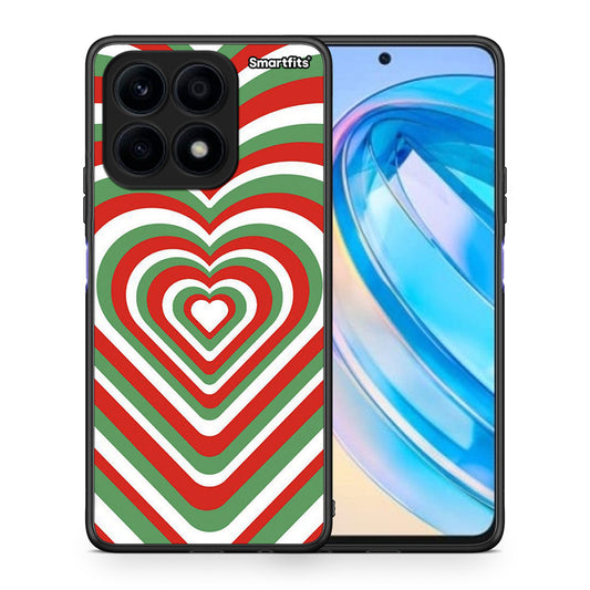Θήκη Honor X8a Christmas Hearts από τη Smartfits με σχέδιο στο πίσω μέρος και μαύρο περίβλημα | Honor X8a Christmas Hearts Case with Colorful Back and Black Bezels