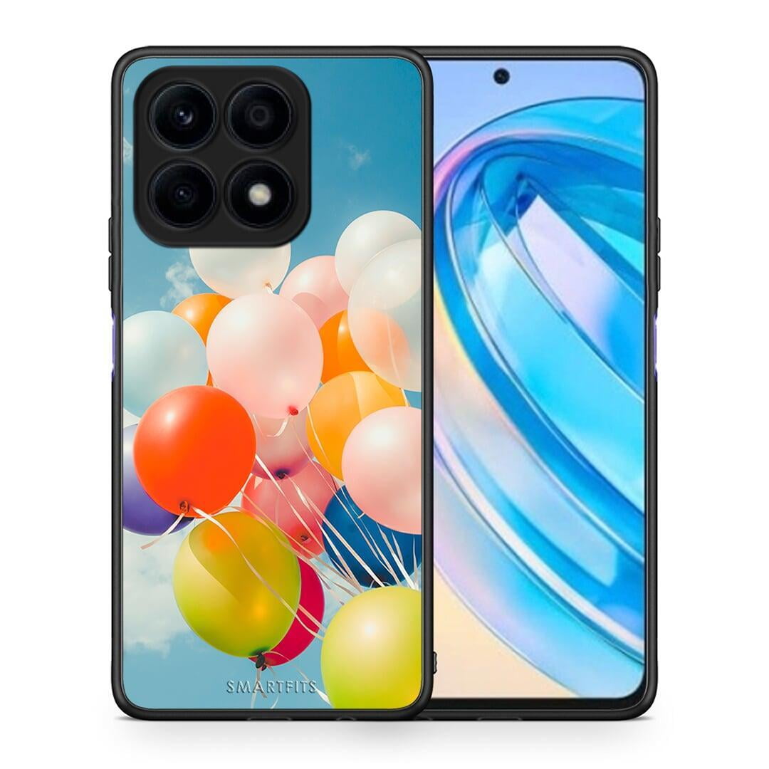 Θήκη Honor X8a Colorful Balloons από τη Smartfits με σχέδιο στο πίσω μέρος και μαύρο περίβλημα | Honor X8a Colorful Balloons Case with Colorful Back and Black Bezels