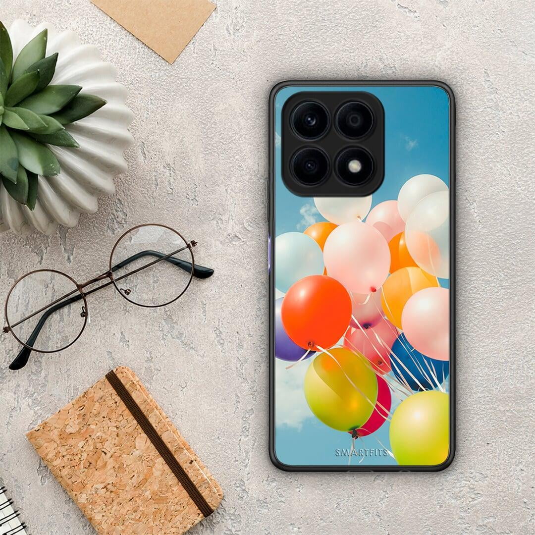 Θήκη Honor X8a Colorful Balloons από τη Smartfits με σχέδιο στο πίσω μέρος και μαύρο περίβλημα | Honor X8a Colorful Balloons Case with Colorful Back and Black Bezels