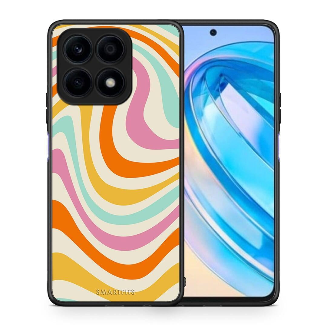 Θήκη Honor X8a Colourful Waves από τη Smartfits με σχέδιο στο πίσω μέρος και μαύρο περίβλημα | Honor X8a Colourful Waves Case with Colorful Back and Black Bezels