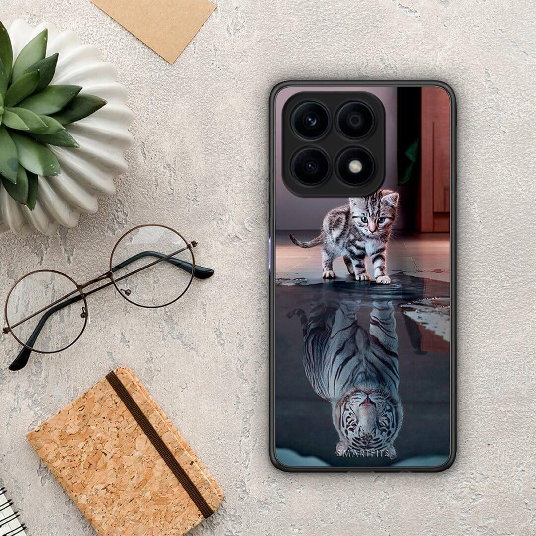 Θήκη Honor X8a Cute Tiger από τη Smartfits με σχέδιο στο πίσω μέρος και μαύρο περίβλημα | Honor X8a Cute Tiger Case with Colorful Back and Black Bezels