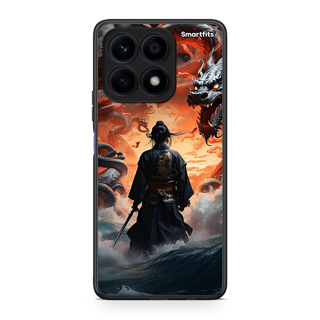 Θήκη Honor X8a Dragons Fight από τη Smartfits με σχέδιο στο πίσω μέρος και μαύρο περίβλημα | Honor X8a Dragons Fight Case with Colorful Back and Black Bezels