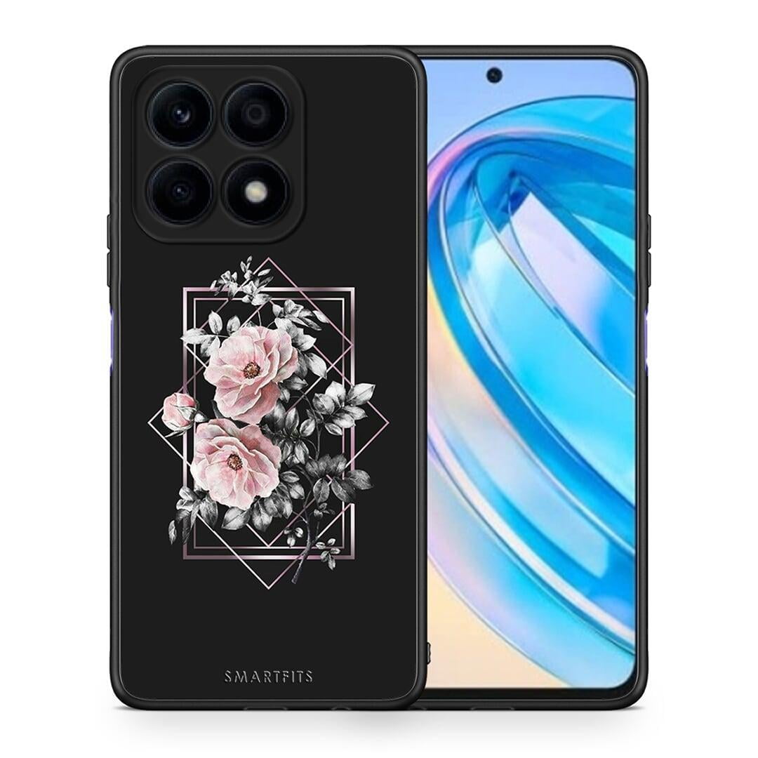 Θήκη Honor X8a Flower Frame από τη Smartfits με σχέδιο στο πίσω μέρος και μαύρο περίβλημα | Honor X8a Flower Frame Case with Colorful Back and Black Bezels