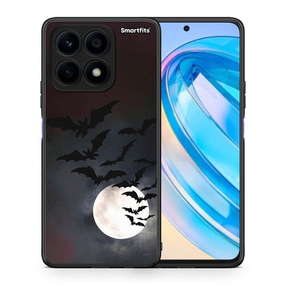 Θήκη Honor X8a Halloween Bat Night από τη Smartfits με σχέδιο στο πίσω μέρος και μαύρο περίβλημα | Honor X8a Halloween Bat Night Case with Colorful Back and Black Bezels