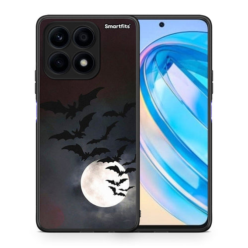 Θήκη Honor X8a Halloween Bat Night από τη Smartfits με σχέδιο στο πίσω μέρος και μαύρο περίβλημα | Honor X8a Halloween Bat Night Case with Colorful Back and Black Bezels