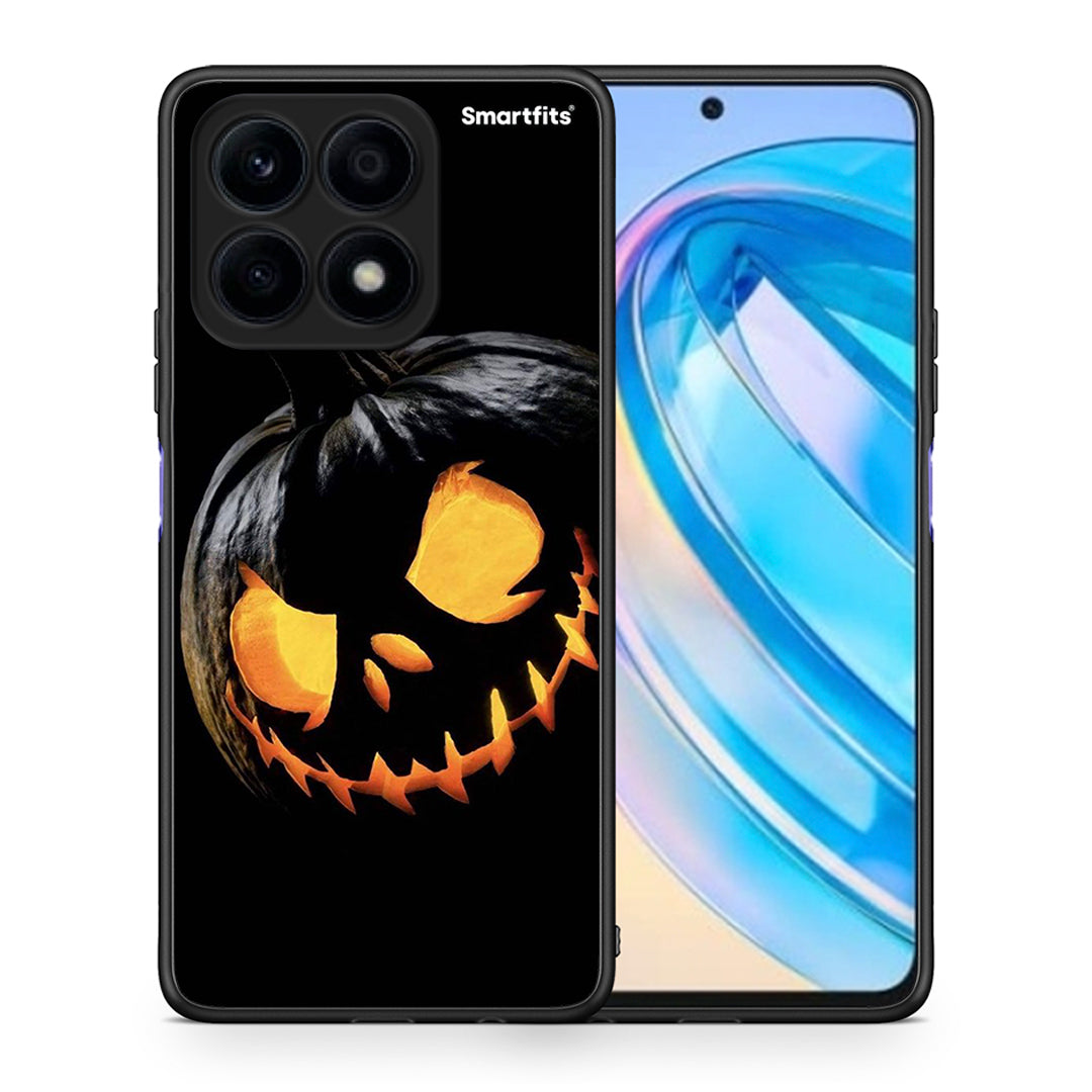 Θήκη Honor X8a Halloween Scary Pumpkin από τη Smartfits με σχέδιο στο πίσω μέρος και μαύρο περίβλημα | Honor X8a Halloween Scary Pumpkin Case with Colorful Back and Black Bezels