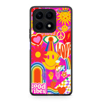 Thumbnail for Θήκη Honor X8a Hippie Love από τη Smartfits με σχέδιο στο πίσω μέρος και μαύρο περίβλημα | Honor X8a Hippie Love Case with Colorful Back and Black Bezels