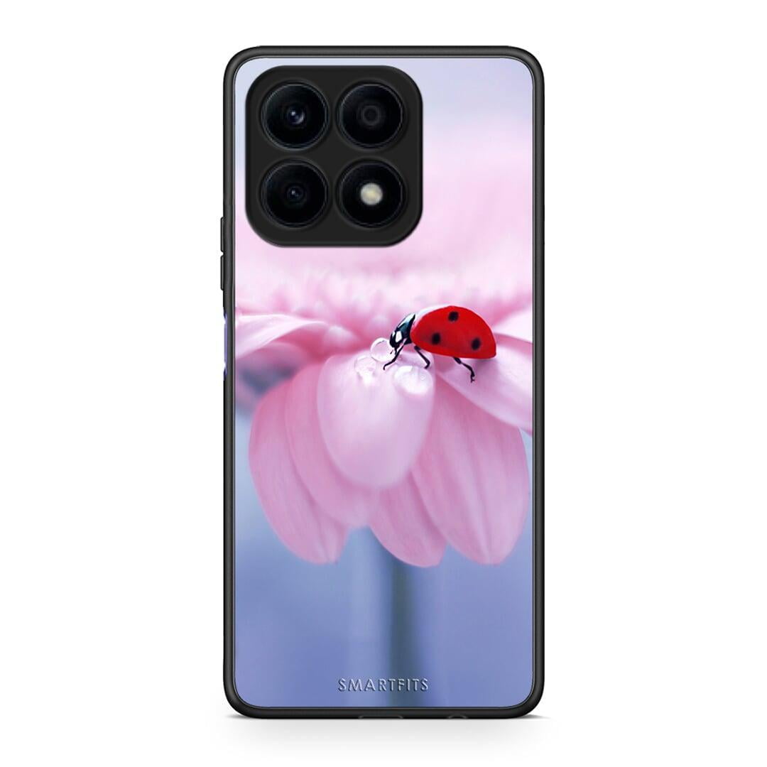Θήκη Honor X8a Ladybug Flower από τη Smartfits με σχέδιο στο πίσω μέρος και μαύρο περίβλημα | Honor X8a Ladybug Flower Case with Colorful Back and Black Bezels