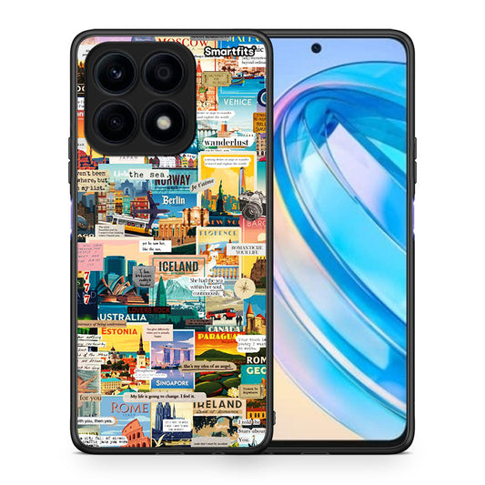 Θήκη Honor X8a Live To Travel από τη Smartfits με σχέδιο στο πίσω μέρος και μαύρο περίβλημα | Honor X8a Live To Travel Case with Colorful Back and Black Bezels