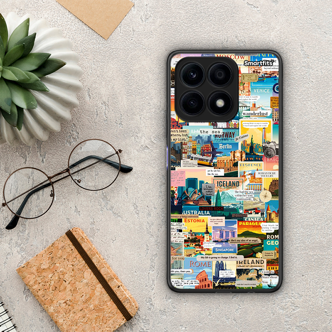 Θήκη Honor X8a Live To Travel από τη Smartfits με σχέδιο στο πίσω μέρος και μαύρο περίβλημα | Honor X8a Live To Travel Case with Colorful Back and Black Bezels