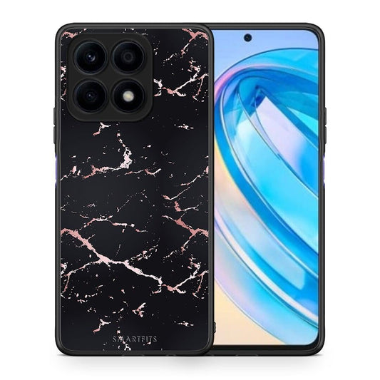 Θήκη Honor X8a Marble Black Rosegold από τη Smartfits με σχέδιο στο πίσω μέρος και μαύρο περίβλημα | Honor X8a Marble Black Rosegold Case with Colorful Back and Black Bezels