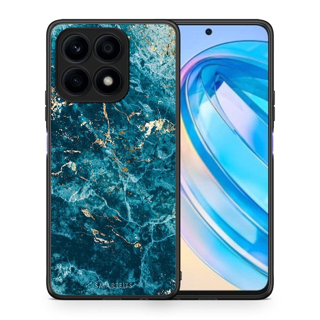 Θήκη Honor X8a Marble Blue από τη Smartfits με σχέδιο στο πίσω μέρος και μαύρο περίβλημα | Honor X8a Marble Blue Case with Colorful Back and Black Bezels