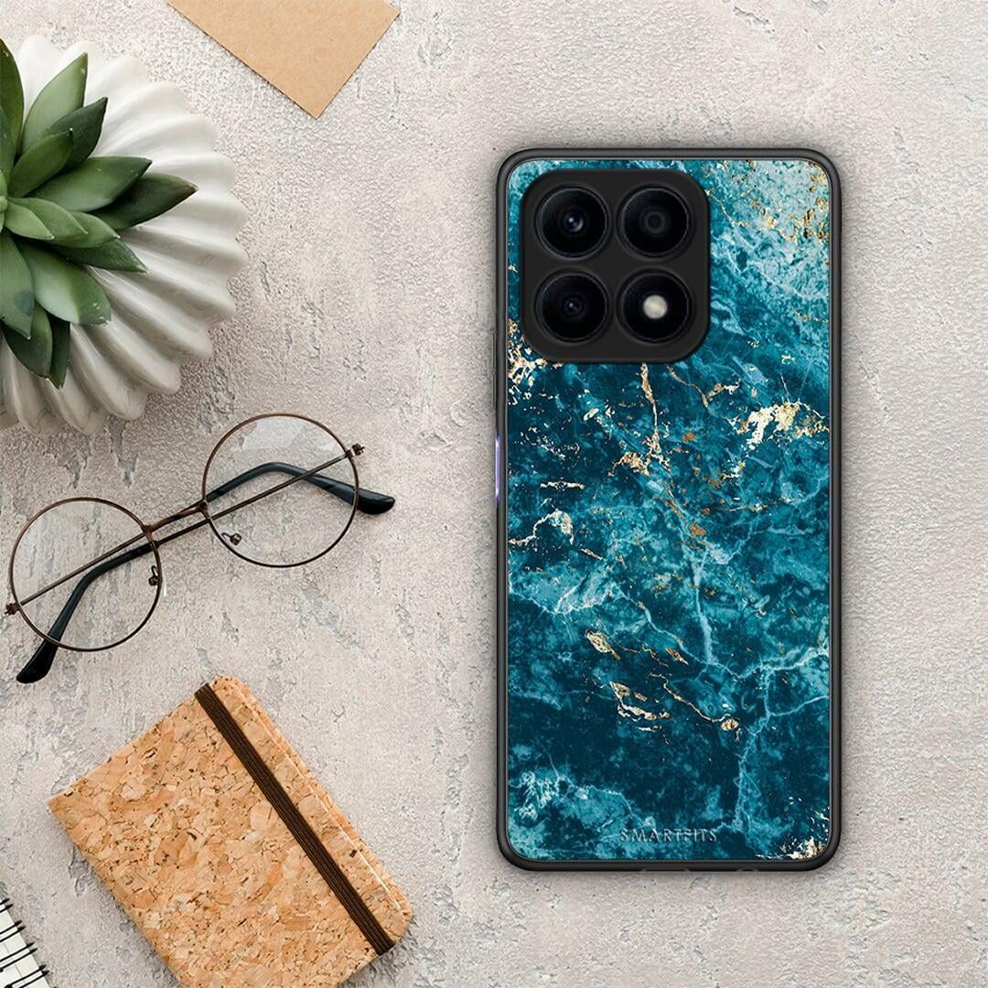 Θήκη Honor X8a Marble Blue από τη Smartfits με σχέδιο στο πίσω μέρος και μαύρο περίβλημα | Honor X8a Marble Blue Case with Colorful Back and Black Bezels