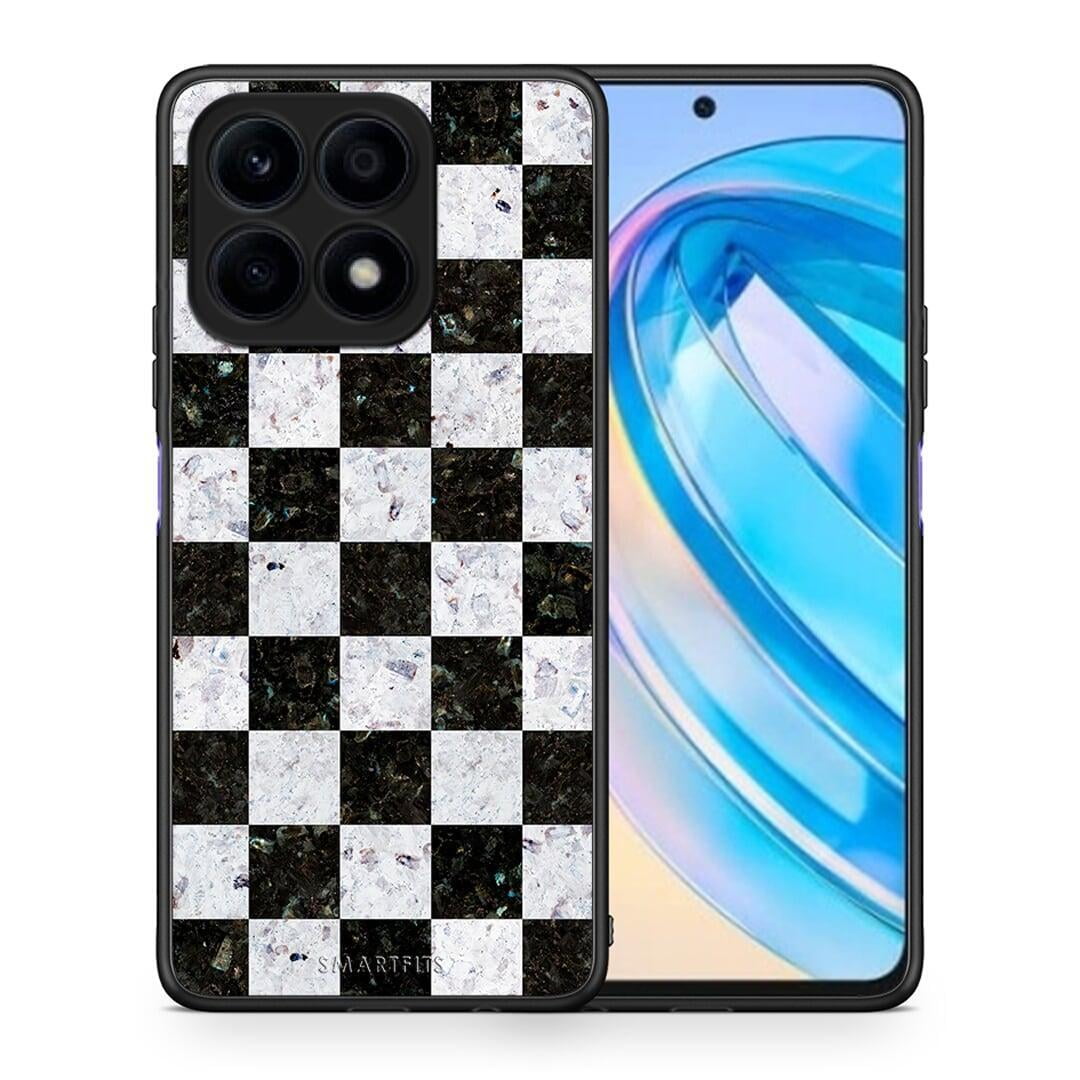 Θήκη Honor X8a Marble Square Geometric από τη Smartfits με σχέδιο στο πίσω μέρος και μαύρο περίβλημα | Honor X8a Marble Square Geometric Case with Colorful Back and Black Bezels