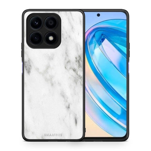 Θήκη Honor X8a Marble White από τη Smartfits με σχέδιο στο πίσω μέρος και μαύρο περίβλημα | Honor X8a Marble White Case with Colorful Back and Black Bezels