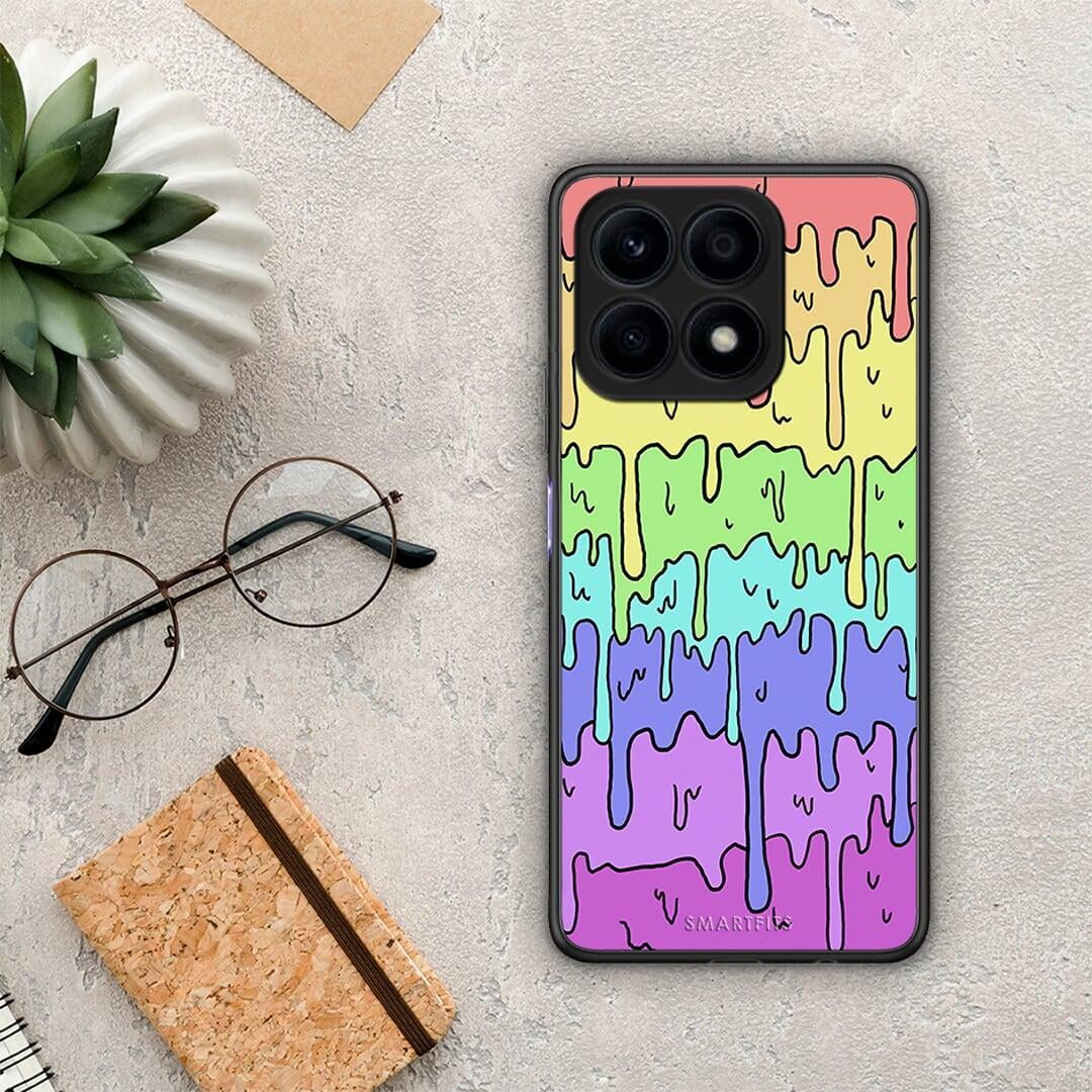 Θήκη Honor X8a Melting Rainbow από τη Smartfits με σχέδιο στο πίσω μέρος και μαύρο περίβλημα | Honor X8a Melting Rainbow Case with Colorful Back and Black Bezels