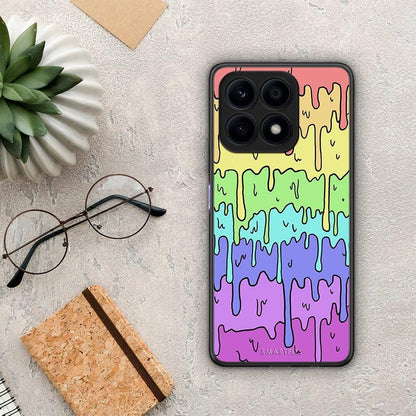 Θήκη Honor X8a Melting Rainbow από τη Smartfits με σχέδιο στο πίσω μέρος και μαύρο περίβλημα | Honor X8a Melting Rainbow Case with Colorful Back and Black Bezels