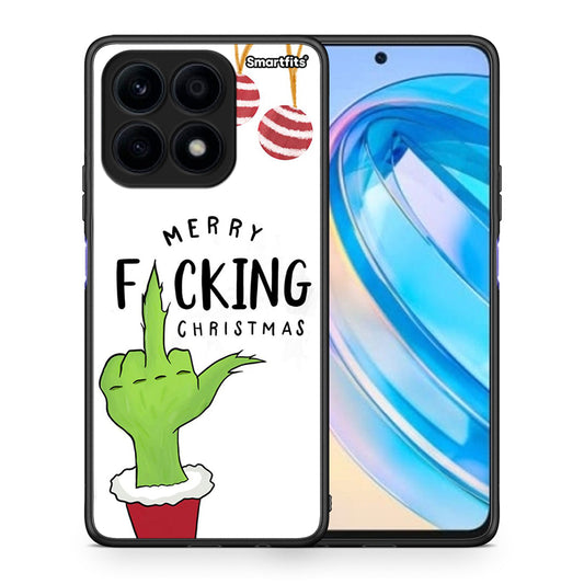 Θήκη Honor X8a Merry F Xmas από τη Smartfits με σχέδιο στο πίσω μέρος και μαύρο περίβλημα | Honor X8a Merry F Xmas Case with Colorful Back and Black Bezels