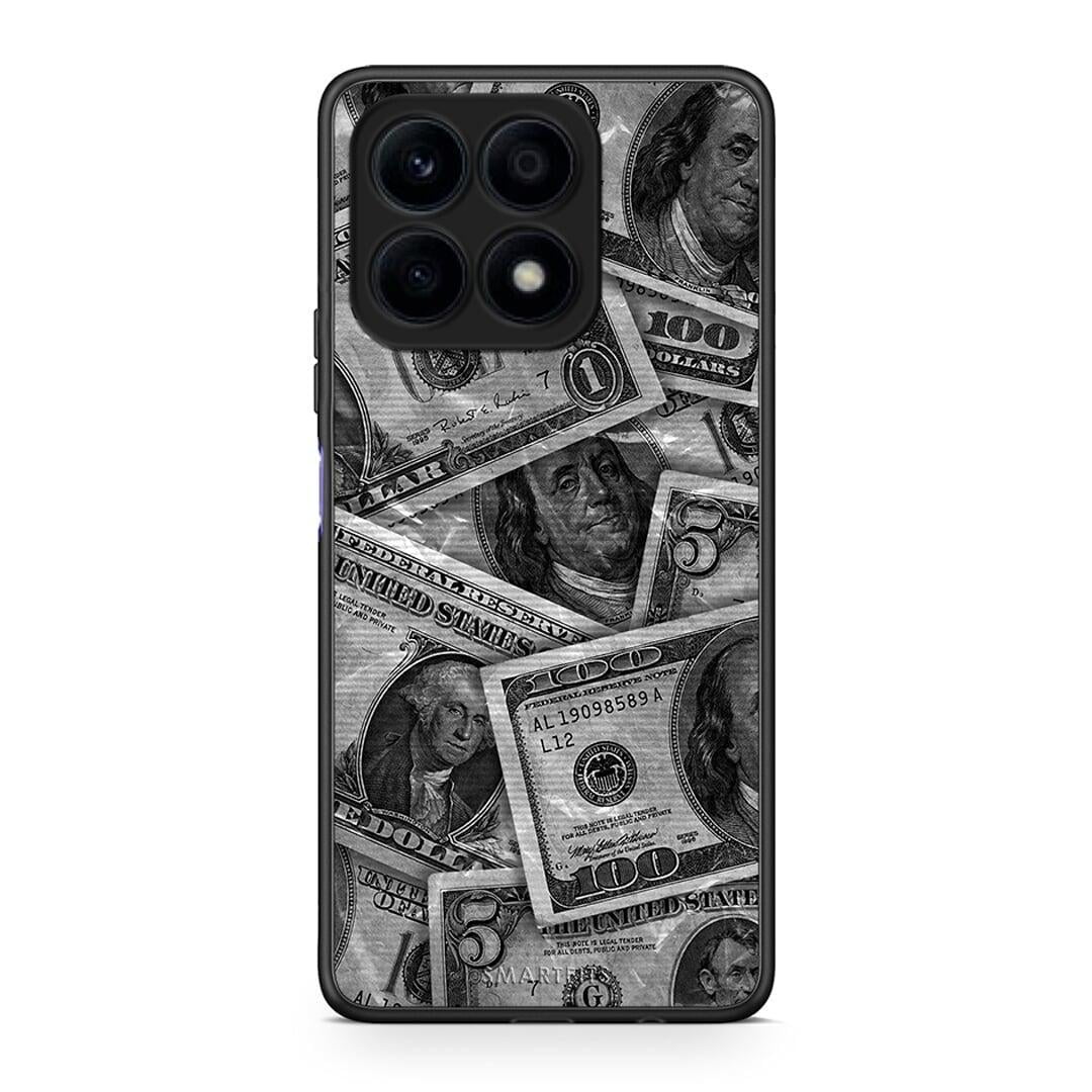 Θήκη Honor X8a Money Dollars από τη Smartfits με σχέδιο στο πίσω μέρος και μαύρο περίβλημα | Honor X8a Money Dollars Case with Colorful Back and Black Bezels