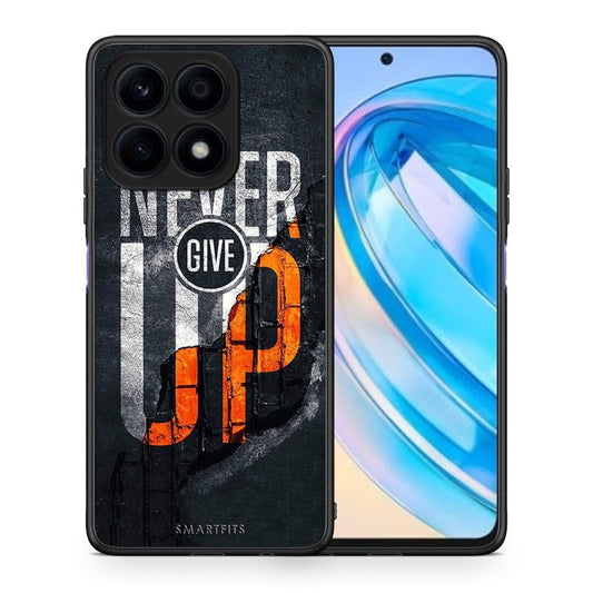 Θήκη Honor X8a Never Give Up από τη Smartfits με σχέδιο στο πίσω μέρος και μαύρο περίβλημα | Honor X8a Never Give Up Case with Colorful Back and Black Bezels