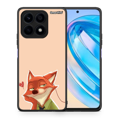 Θήκη Honor X8a Nick Wilde And Judy Hopps Love 1 από τη Smartfits με σχέδιο στο πίσω μέρος και μαύρο περίβλημα | Honor X8a Nick Wilde And Judy Hopps Love 1 Case with Colorful Back and Black Bezels