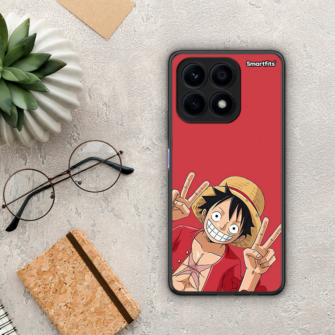 Θήκη Honor X8a Pirate Luffy από τη Smartfits με σχέδιο στο πίσω μέρος και μαύρο περίβλημα | Honor X8a Pirate Luffy Case with Colorful Back and Black Bezels