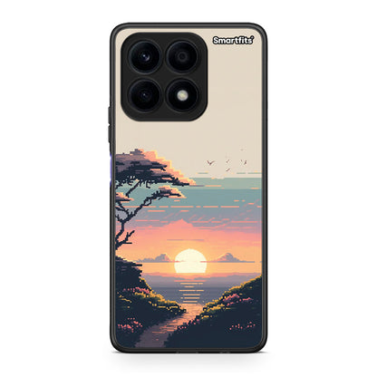Θήκη Honor X8a Pixel Sunset από τη Smartfits με σχέδιο στο πίσω μέρος και μαύρο περίβλημα | Honor X8a Pixel Sunset Case with Colorful Back and Black Bezels
