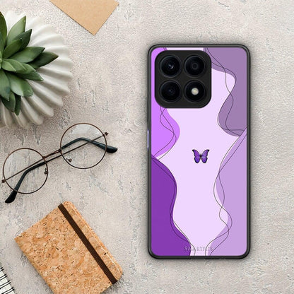 Θήκη Honor X8a Purple Mariposa από τη Smartfits με σχέδιο στο πίσω μέρος και μαύρο περίβλημα | Honor X8a Purple Mariposa Case with Colorful Back and Black Bezels