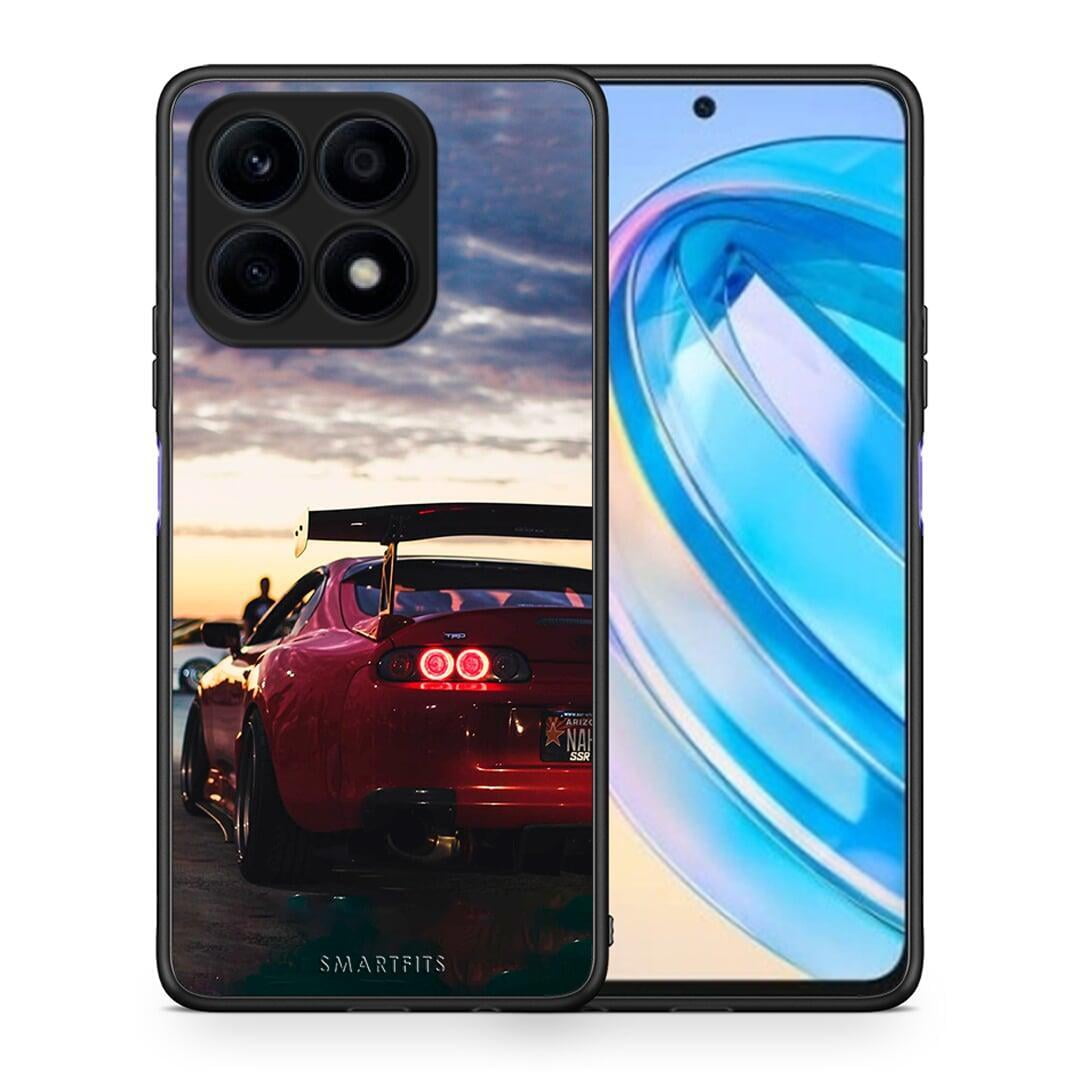 Θήκη Honor X8a Racing Supra από τη Smartfits με σχέδιο στο πίσω μέρος και μαύρο περίβλημα | Honor X8a Racing Supra Case with Colorful Back and Black Bezels