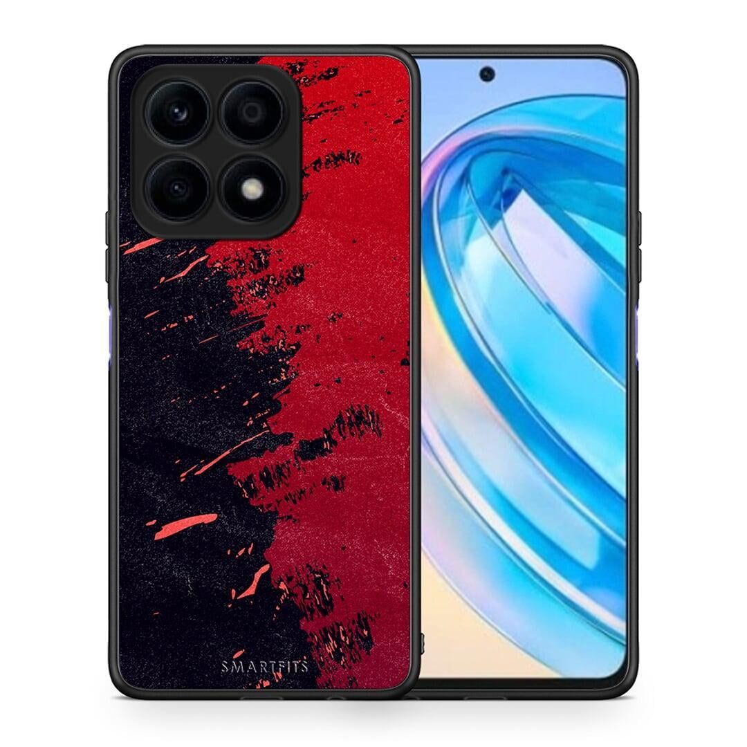 Θήκη Honor X8a Red Paint από τη Smartfits με σχέδιο στο πίσω μέρος και μαύρο περίβλημα | Honor X8a Red Paint Case with Colorful Back and Black Bezels